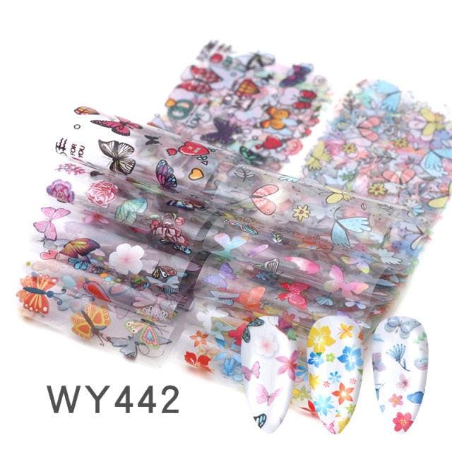 Holographic Nail Foil Transfer Set Sticker Decal Nail Art Foils Designer Marble Nail Decoration Sliders Wraps Manicure  Women Kids Girls Manicure Decoration Nail Art Supplies 3D Self-Adhesive Nail Decals Designer Nail Stickers for Acrylic Nails