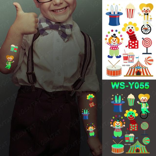 Luxury Luminous Tattoo Stickers Unicorn Stars Temporary Waterproof Luminous Fake Tattoos Stickers Dinosaur Butterfly For Children