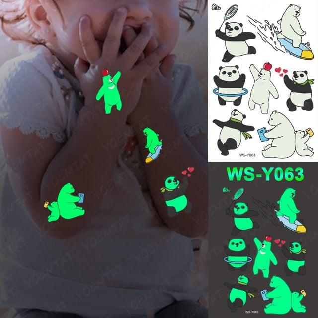 Luxury Luminous Tattoo Stickers Unicorn Stars Temporary Waterproof Luminous Fake Tattoos Stickers Dinosaur Butterfly For Children