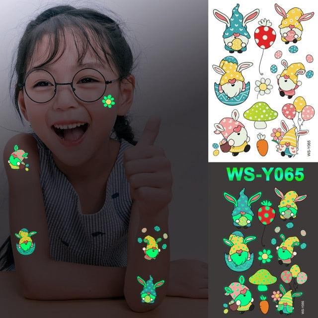 Luxury Luminous Tattoo Stickers Unicorn Stars Temporary Waterproof Luminous Fake Tattoos Stickers Dinosaur Butterfly For Children