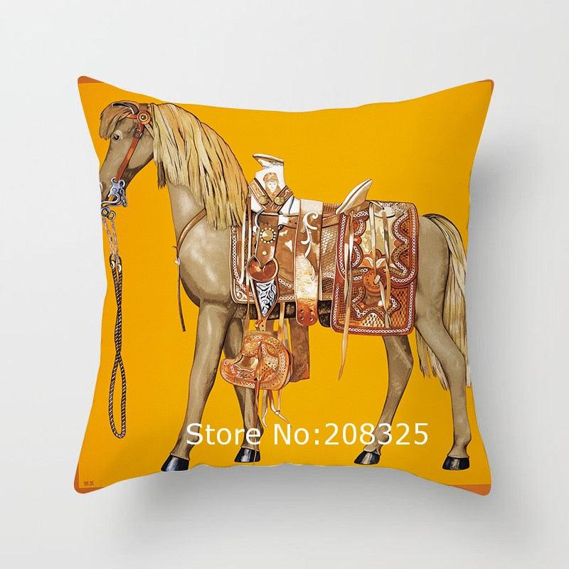 New Horse Cushion Cover Short Plus Luxury Horse Cotton Linen Decorative Pillowcase Cushion Decorative Pillows  Covers for Home Sofa Couch Car Bedrooms 45x45cm