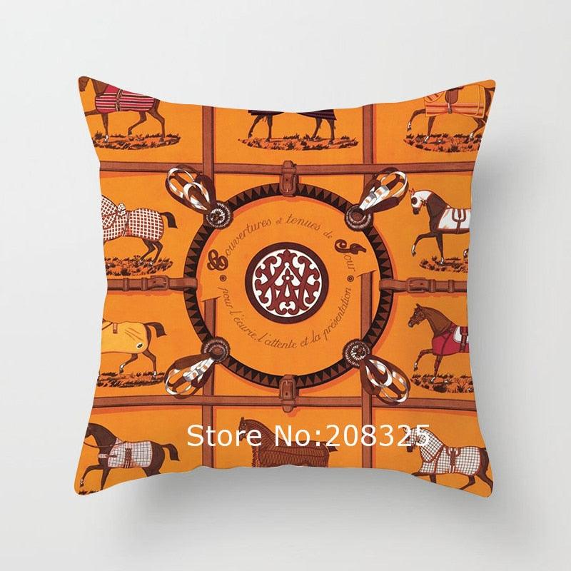 New Horse Cushion Cover Short Plus Luxury Horse Cotton Linen Decorative Pillowcase Cushion Decorative Pillows  Covers for Home Sofa Couch Car Bedrooms 45x45cm