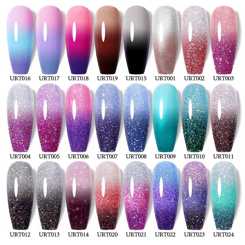 New 2022 Pink Blue Gel Nail Polish UV Color Changing Elegant Luxury Glossy Nail Design For Womens