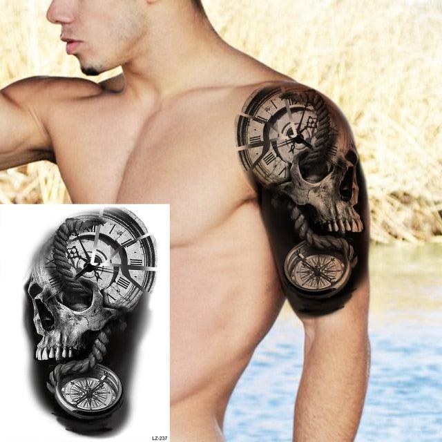 Big Black Tiger Tattoos Waterproof Leopard Tatoos Large Monster Body Arm Legs Tattoo Cool Tiger Face Temporary Tattoos For Women Men