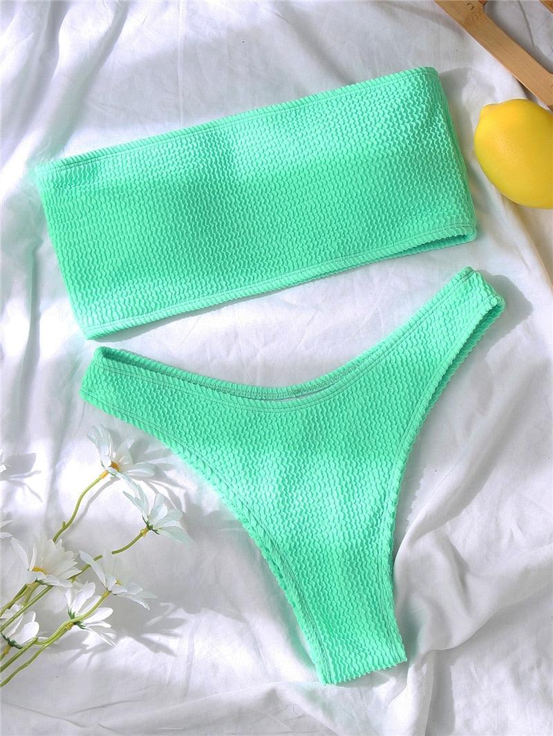 Women One-Shoulder Bikini Swimsuit Women Push Up Swimwear Women's Bathing Suit Comfortable Bikini Ribbed Two Piece Swimsuit Bikini Set Summer Bathing Suit Beach Wear Swimming Suit