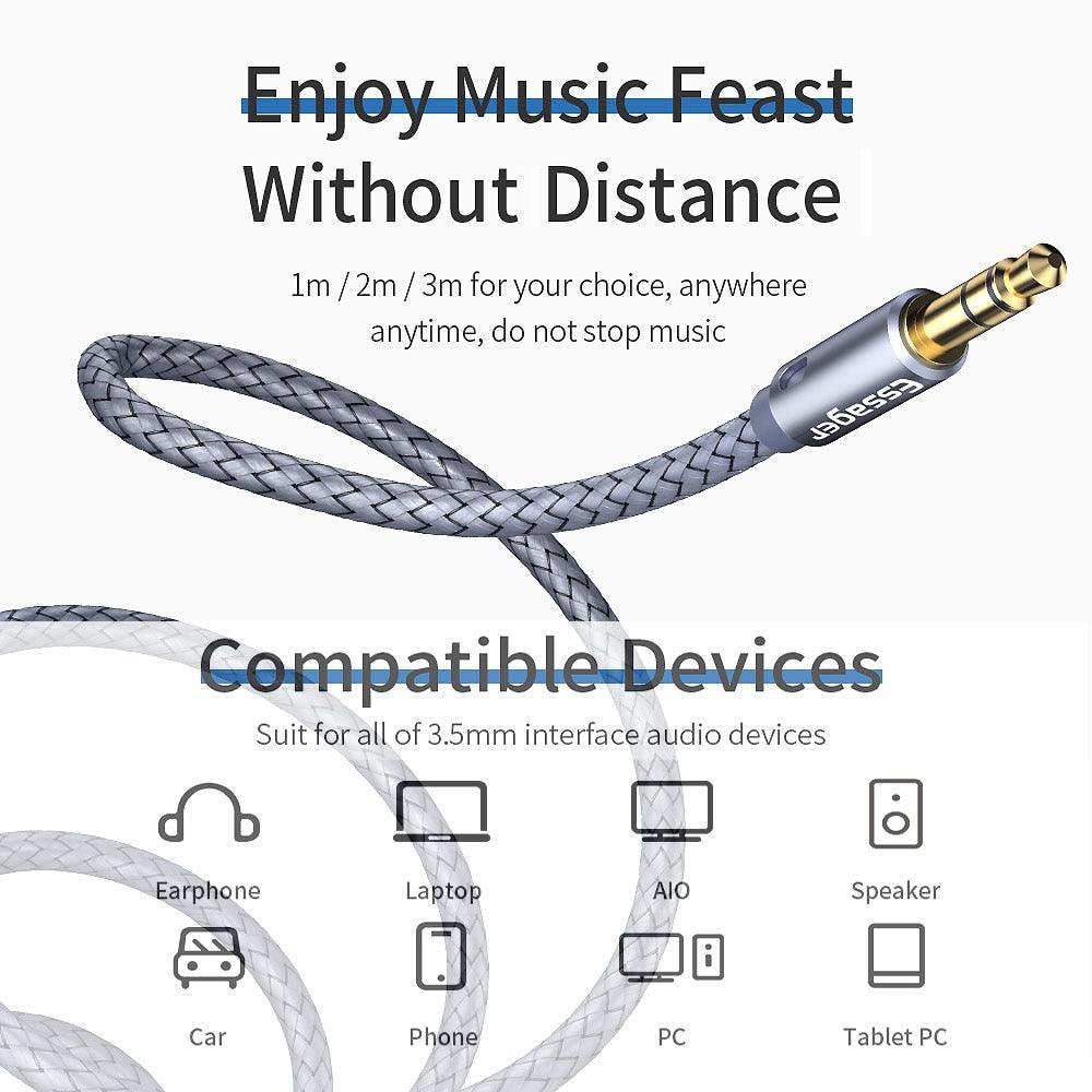 Audio Extension 3.5 mm Aux Cable Jack For Headphone Extender Cord