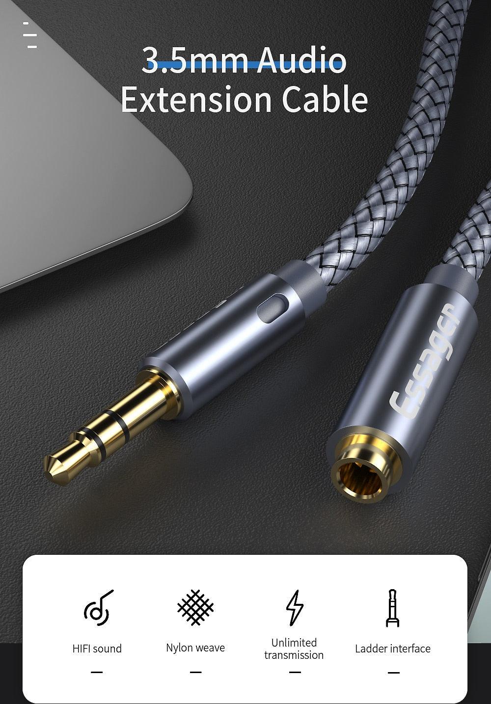 Audio Extension 3.5 mm Aux Cable Jack For Headphone Extender Cord