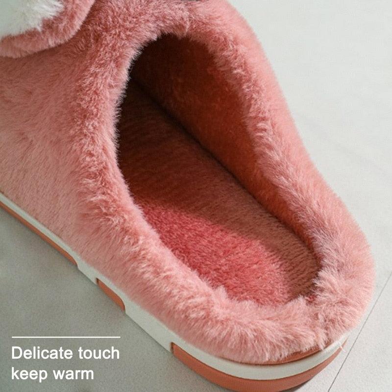 Couples Home Slippers Warm Cute Womans Mens Slipper Winter Shoes New Fashion Casual Fur Plush Slides Winter Slippers For Women House Slippers Fluffy Soft Comfy Fuzzy Slippers Faux Fur Plush Anti-Skid Slippers
