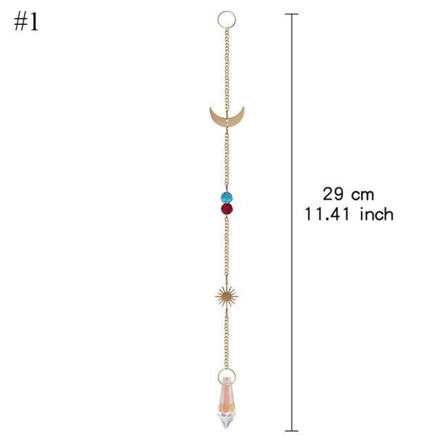 Home Decor Crystal Sun-catchers Window Pendant Hanging Curtain Wind-chimes Light Catcher Star Moon Pendant Rainbow Wind Chime Prisms Wind Chime Hanging Ornaments For Garden Home Christmas Decorations Gift