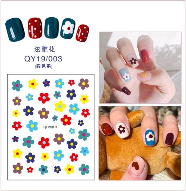 Cartoon Characters Plants Animals Forest Flowers Small Fresh Flowers 3D Nail Stickers Hyuna Style Nail Patch Waterproof Self Adhesive Nail Decals for Nail Art Decoration Including Hearts Stars Letters Bowknot Leaves Flowers Plants Fruits Butterflies