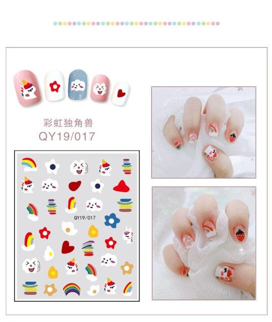 Cartoon Characters Plants Animals Forest Flowers Small Fresh Flowers 3D Nail Stickers Hyuna Style Nail Patch Waterproof Self Adhesive Nail Decals for Nail Art Decoration Including Hearts Stars Letters Bowknot Leaves Flowers Plants Fruits Butterflies