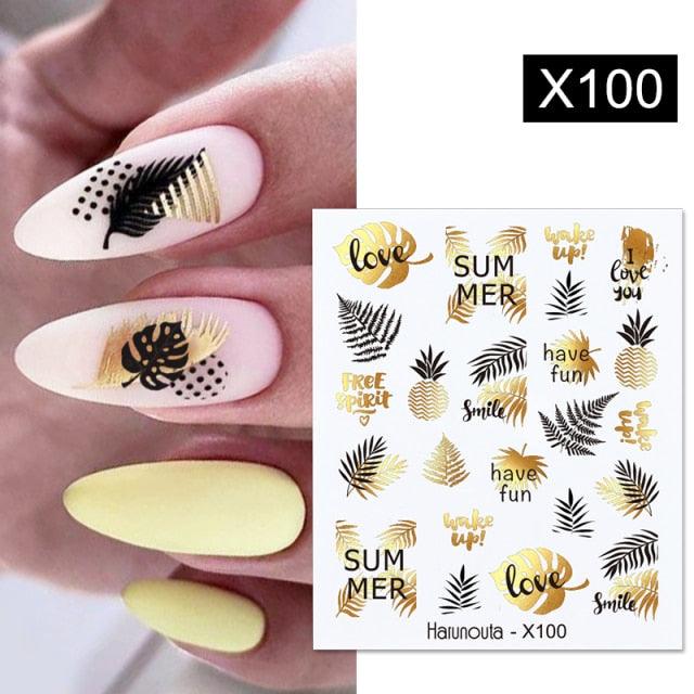 Egg Shell French Lines Water Decals Sticker Geometric Flowers Leaves Bubble Design Slider For Manicuring Nail Art Manicure Lips Nail Art Decorations Slider Nail Art Stickers Decals Nail Art Supplies Valentines Day 3D Self-Adhesive Nail Decorations
