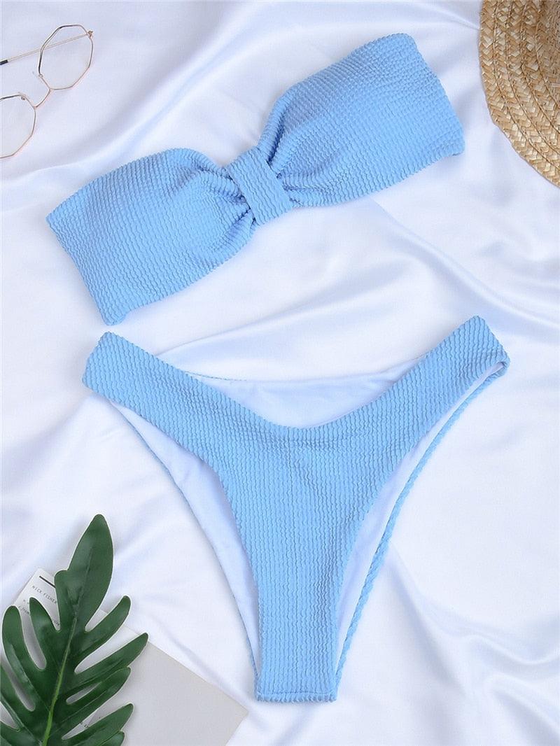 Women One-Shoulder Bikini Swimsuit Women Push Up Swimwear Women's Bathing Suit Comfortable Bikini Ribbed Two Piece Swimsuit Bikini Set Summer Bathing Suit Beach Wear Swimming Suit