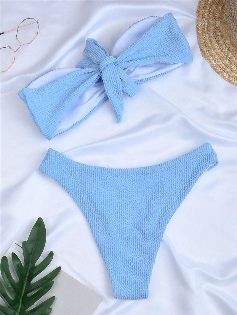 Women One-Shoulder Bikini Swimsuit Women Push Up Swimwear Women's Bathing Suit Comfortable Bikini Ribbed Two Piece Swimsuit Bikini Set Summer Bathing Suit Beach Wear Swimming Suit