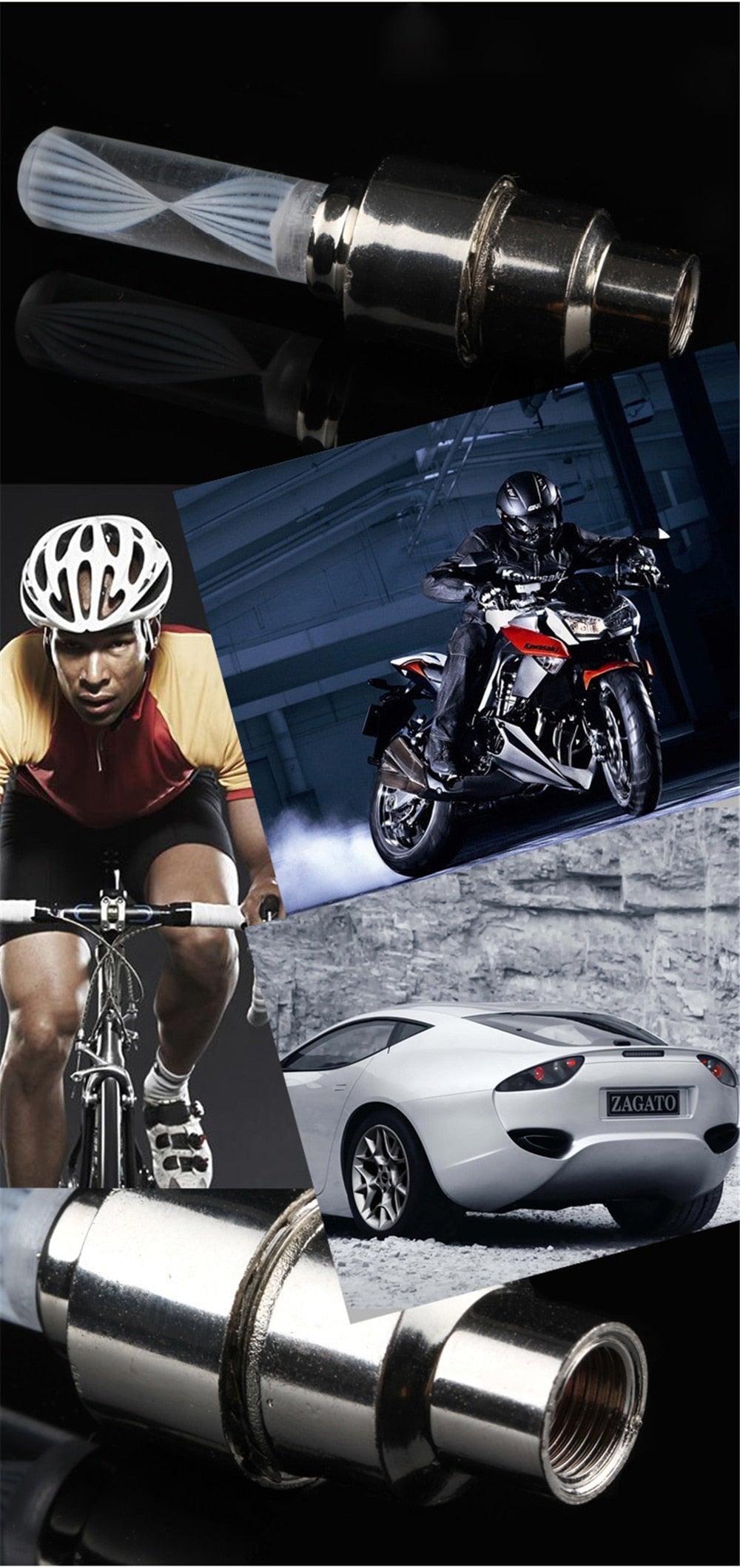 LED Neon Bike Wheel Tire Light Valve Dust Cap Spoke Light For Bicycle Cycling Warning Light Bicycle Flash Cap Light Bike Tire Wheel Valve Cap For Front And Rear Wheel Bicycle Motorcycle Tire Colorful Design