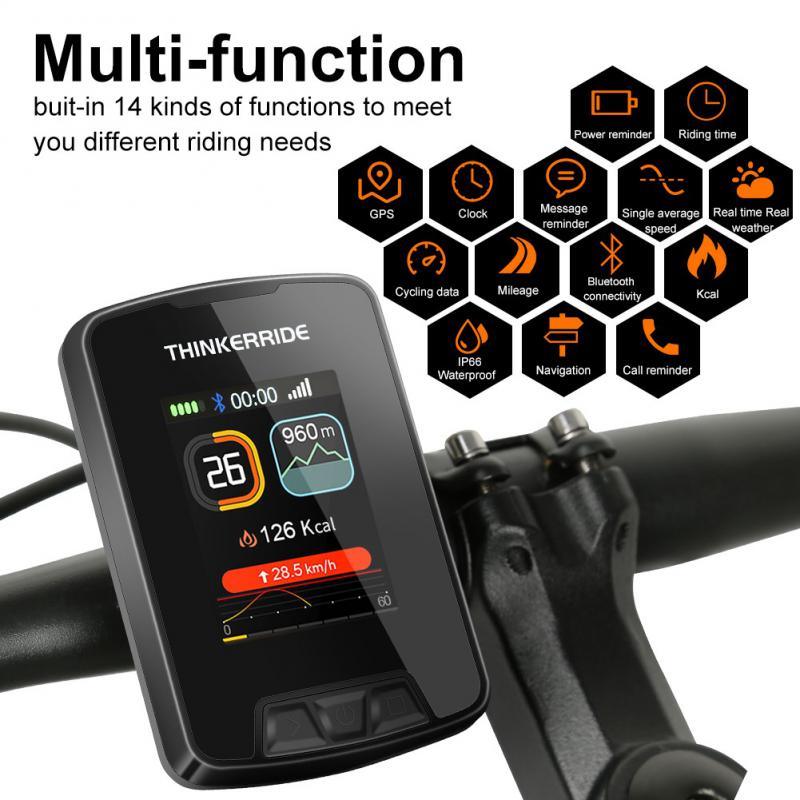 GPS Wireless Bike Computer Waterproof Bicycle Odometer Large Color LCD Screen Maps Navigation Cycling Speedometer Wired Bicycle Speedometer Waterproof Cycle Computer With Backlight LCD Display Automatic Sleep