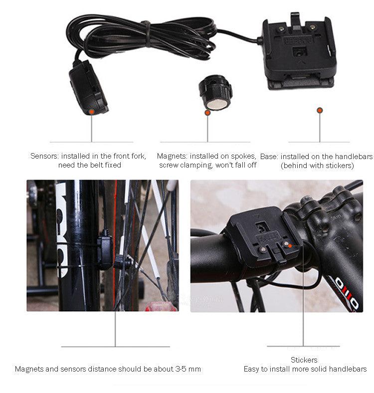 Bike Speed Meter Digital Bike Computer Multifunction Waterproof Sports Sensors Bicycle Computer Speedometer Waterproof 4 Line Display Odometer Cycling Multi Function Design