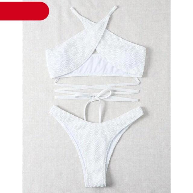 Women One-Shoulder Bikini Swimsuit Women Push Up Swimwear Women's Bathing Suit Comfortable Bikini Ribbed Two Piece Swimsuit Bikini Set Summer Bathing Suit Beach Wear Swimming Suit