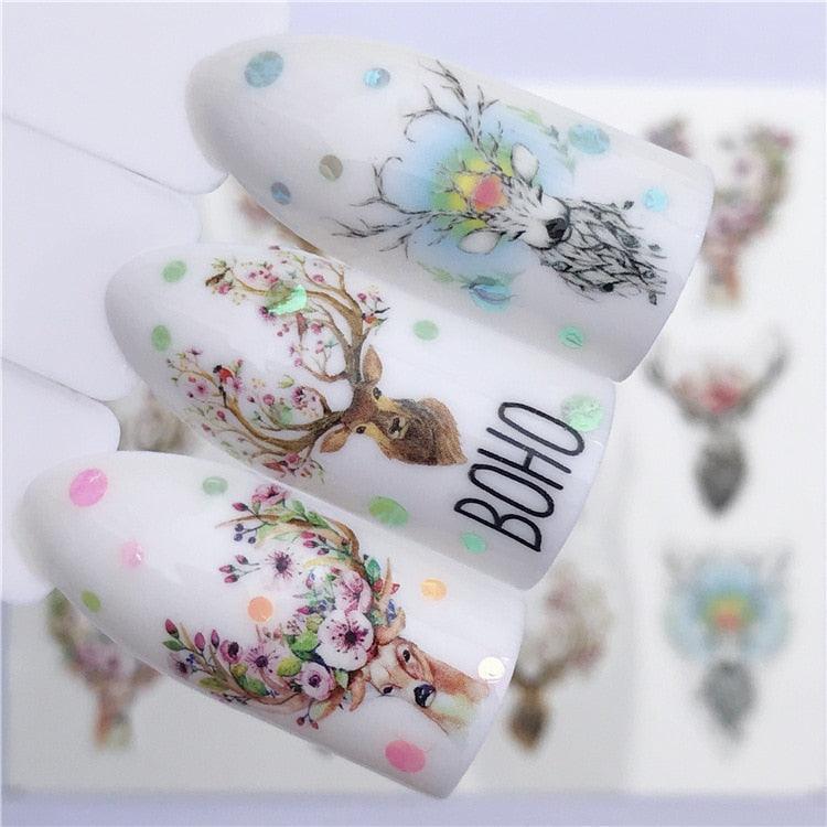 Fox Wolf Animal 3D Embossed Nail Sticker Flower Adhesive Manicure Slider Nail Art Tips Decorations Decals Manicure Design Golden Firework Star Accessories Heart Nail Art Stickers Glitter Decals Love Nail Sequins Laser Heart Nail