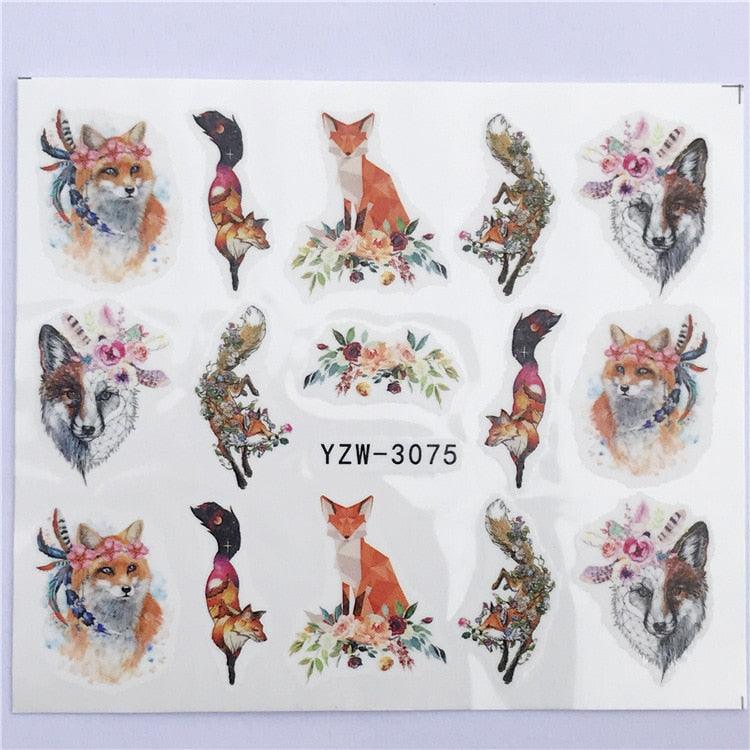 Fox Wolf Animal 3D Embossed Nail Sticker Flower Adhesive Manicure Slider Nail Art Tips Decorations Decals Manicure Design Golden Firework Star Accessories Heart Nail Art Stickers Glitter Decals Love Nail Sequins Laser Heart Nail