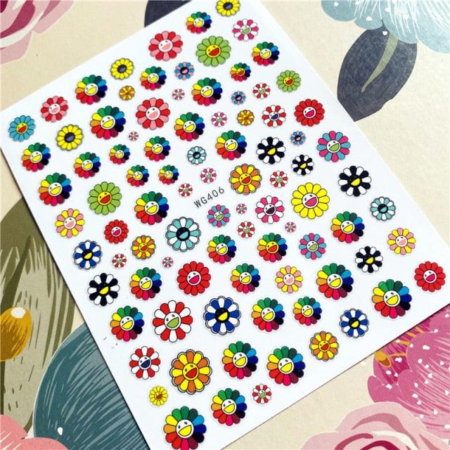 Cute rabbit Cute cat  Japanese Justice Girl 3D Back Glue Nail Sticker Nail Decoration Nail Art Nail Ornament Self Adhesive Nail Decals for Nail Art Decoration Including Hearts Stars Letters Bowknot Leaves Flowers Plants Fruits Butterflies for Woman