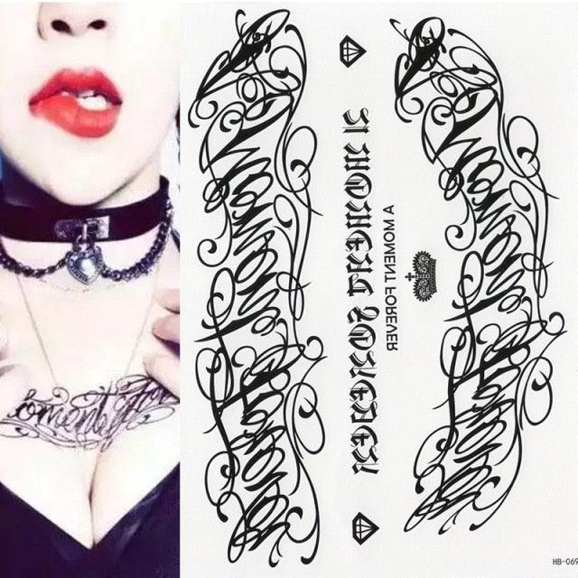Elegant Temporary Waterproof Tattoos Big Tribal Sticker Black Large Body Art Makeup Fake Tattoo For Mens Womens