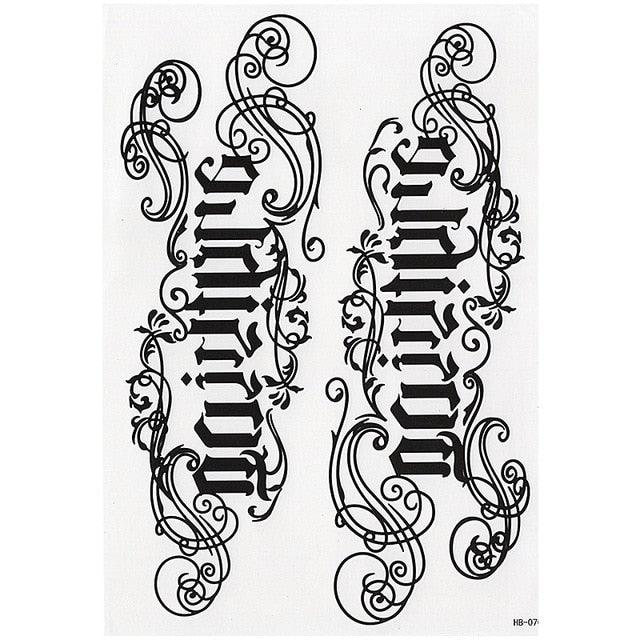 Elegant Temporary Waterproof Tattoos Big Tribal Sticker Black Large Body Art Makeup Fake Tattoo For Mens Womens