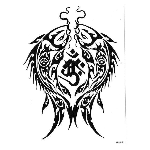Elegant Temporary Waterproof Tattoos Big Tribal Sticker Black Large Body Art Makeup Fake Tattoo For Mens Womens