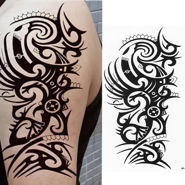 Elegant Temporary Waterproof Tattoos Big Tribal Sticker Black Large Body Art Makeup Fake Tattoo For Mens Womens