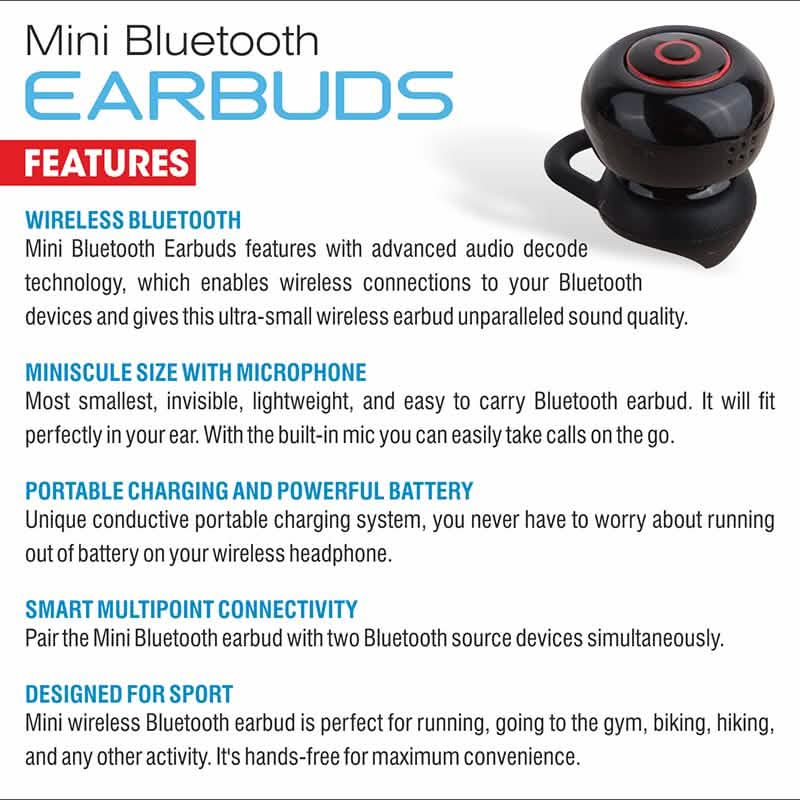 Professional Mini Earpiece with Hands-free Calling and Microphone