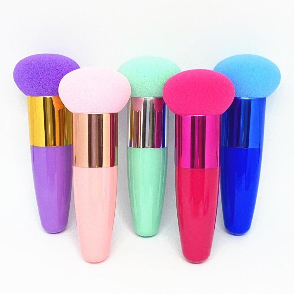 Professional Women Beauty Sponge Mushroom Head Powder Puff With Handle Smooth Shaped Make Up Colorful Sylish Design