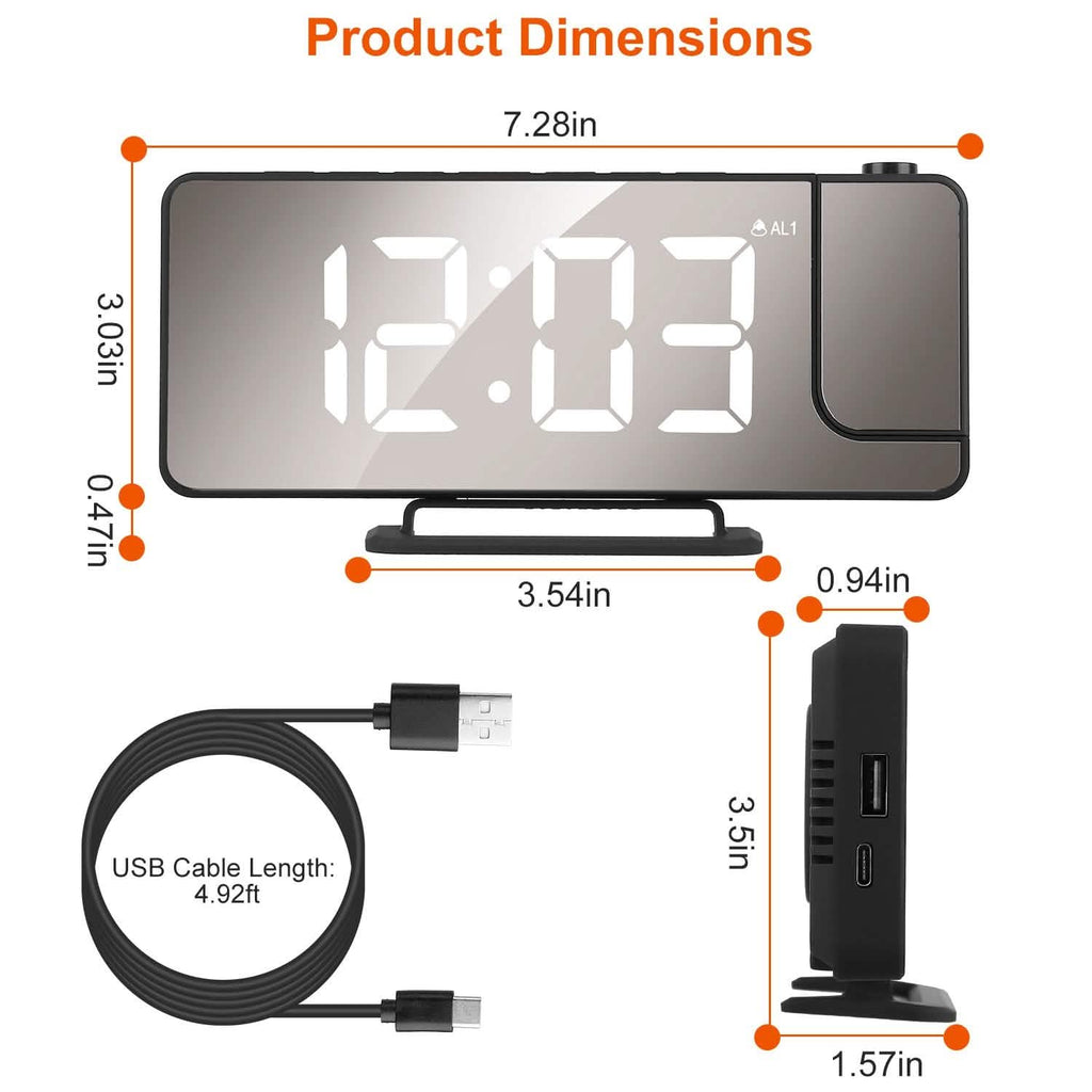 Projection Alarm Clock LED Digital Alarm Clock with Dual Alarms Snooze