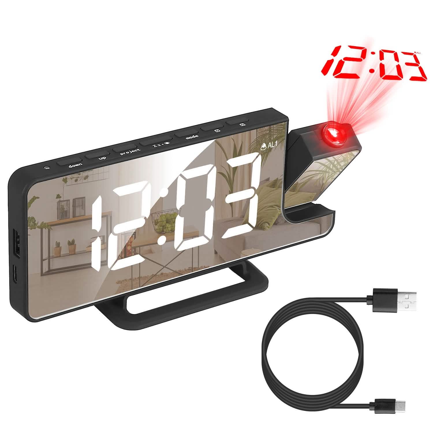 Projection Alarm Clock LED Digital Alarm Clock with Dual Alarms Snooze