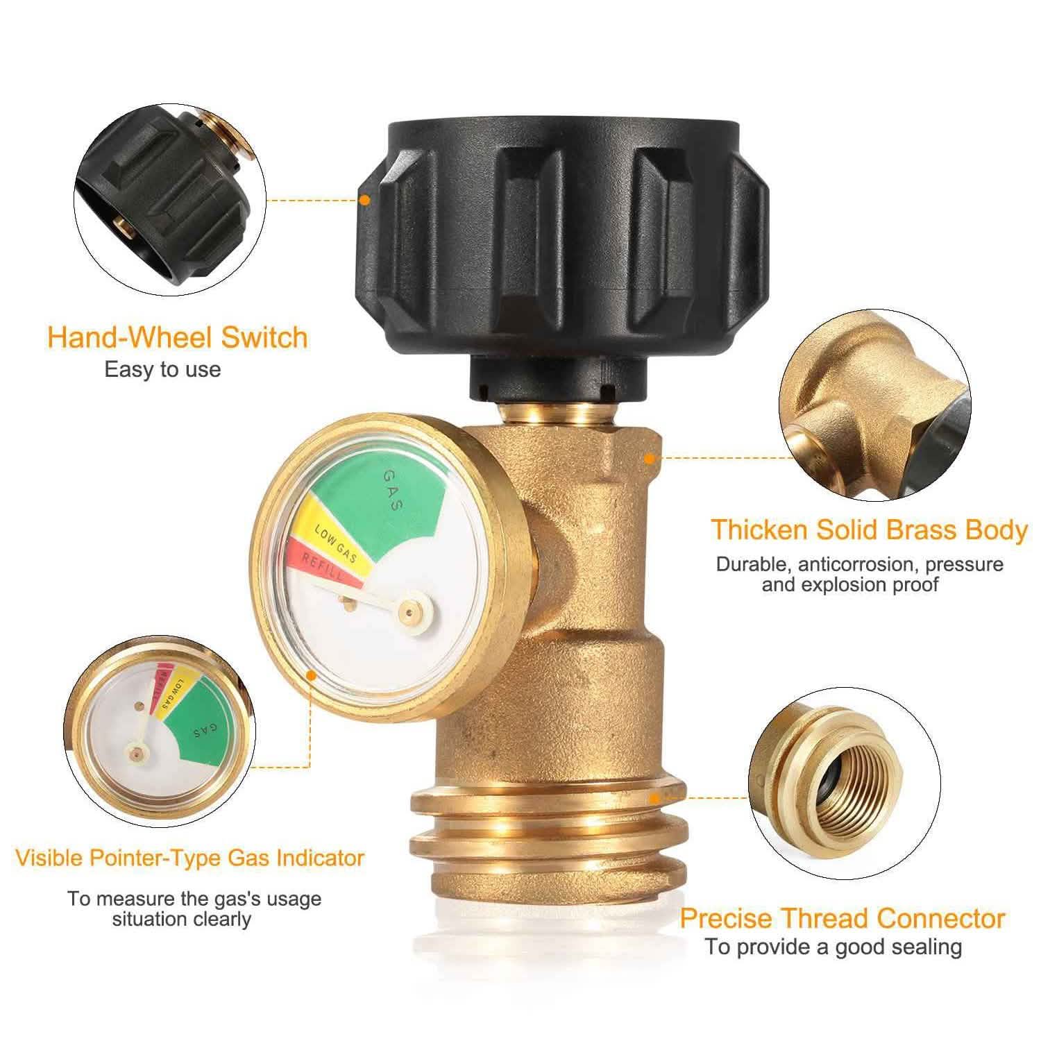 Propane Tank Refill Adapter Gas Level Indicator Meter