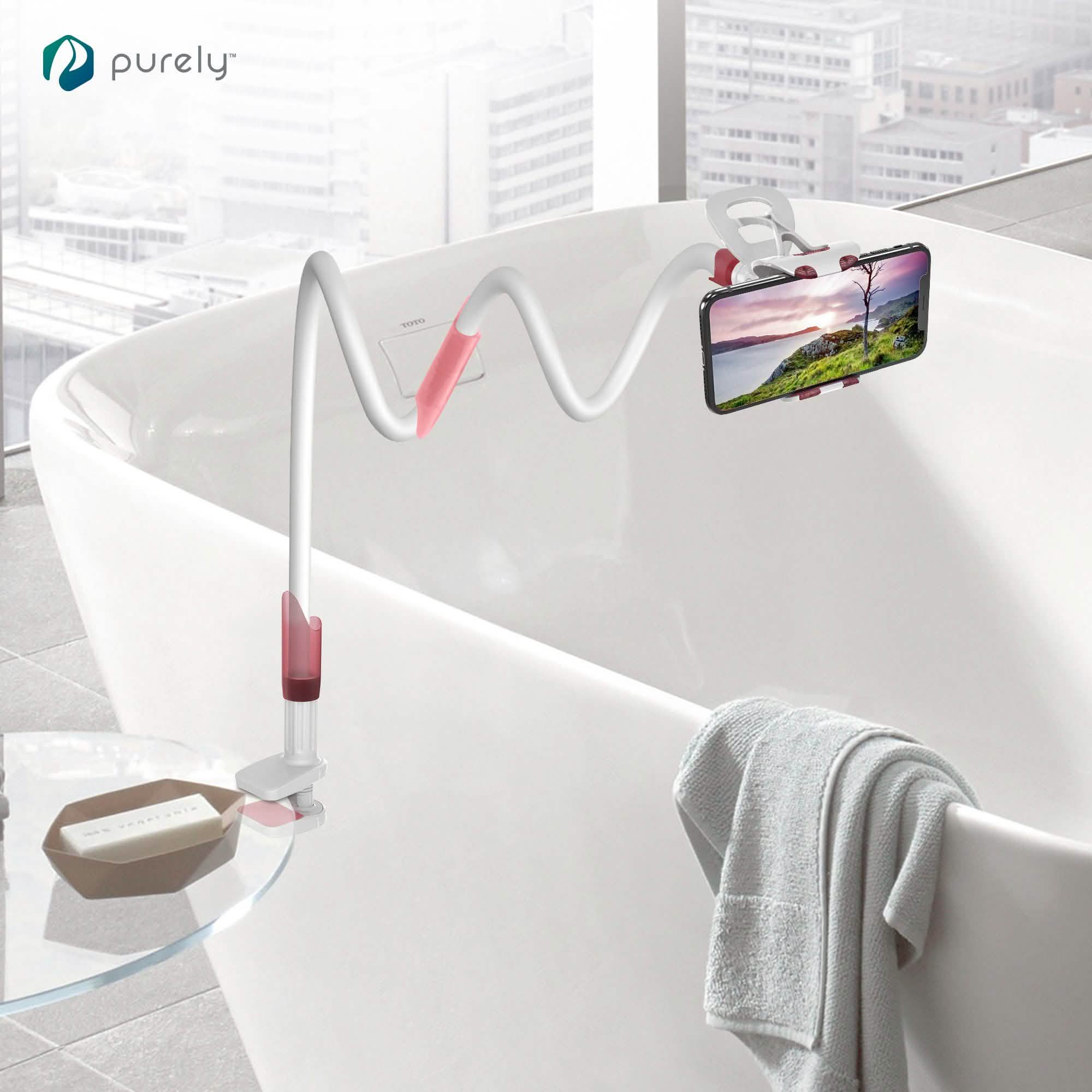 Purely Gooseneck Phone Holder - Flexible Arm Cell Phone Stand for Desk