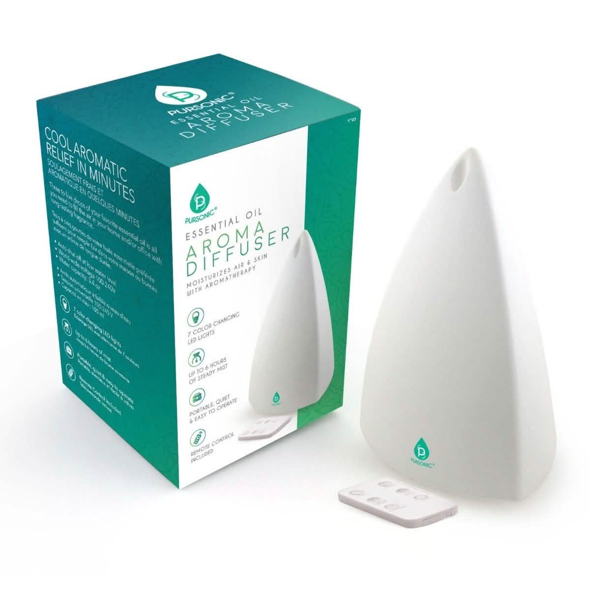 Pursonic Aroma Diffuser with Remote and 6-Pack Aromatherapy Oils