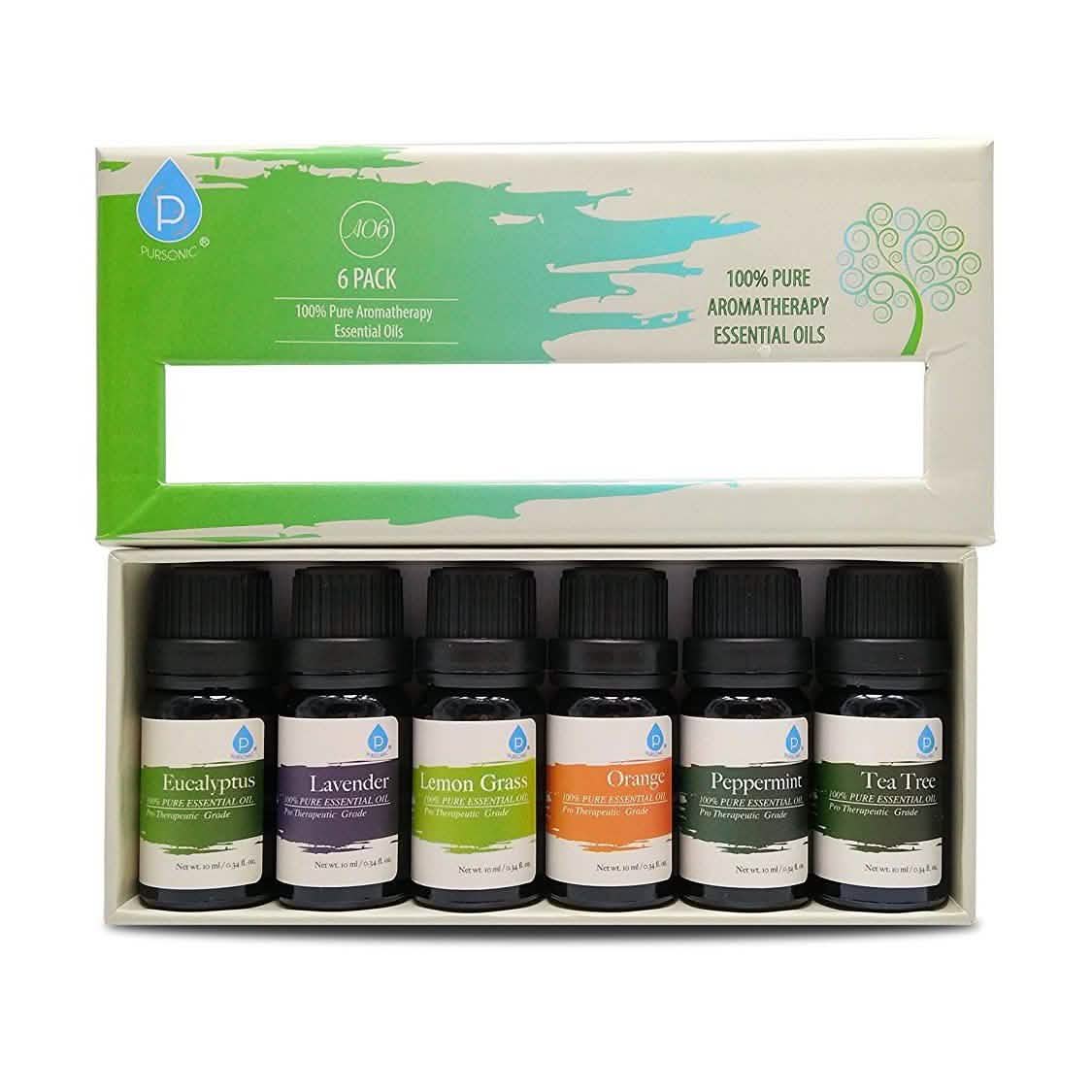 Pursonic Aroma Diffuser with Remote and 6-Pack Aromatherapy Oils