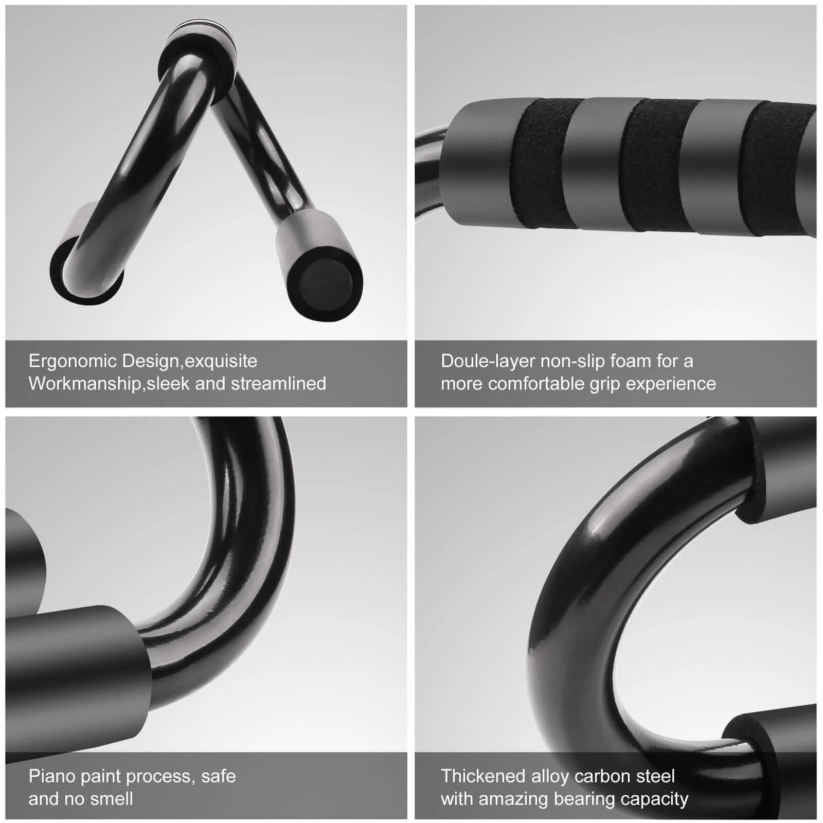 Push Up Bars Stand S Shape Fitness Workout Gym Exercise with Push-Up Training Mat