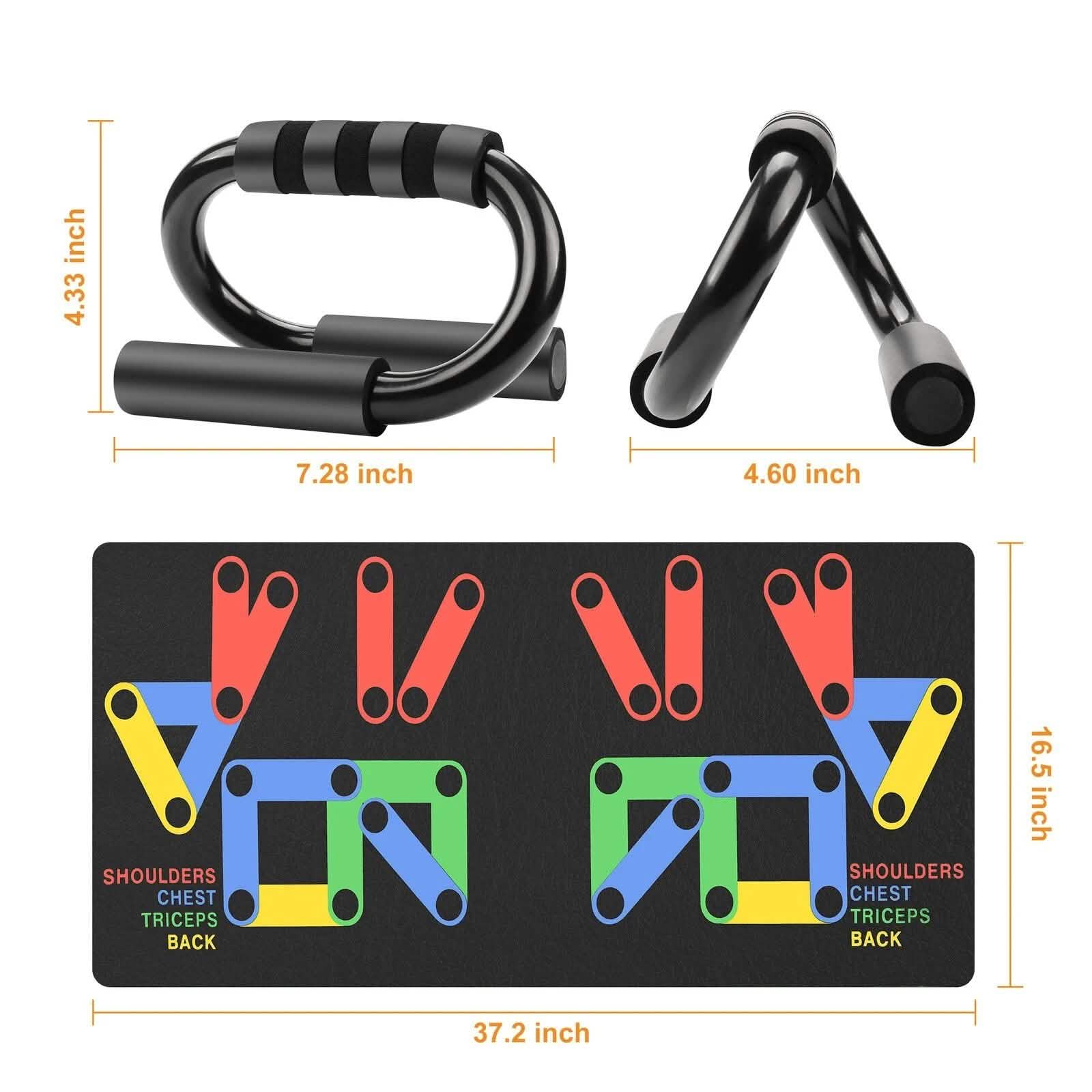 Push Up Bars Stand S Shape Fitness Workout Gym Exercise with Push-Up Training Mat