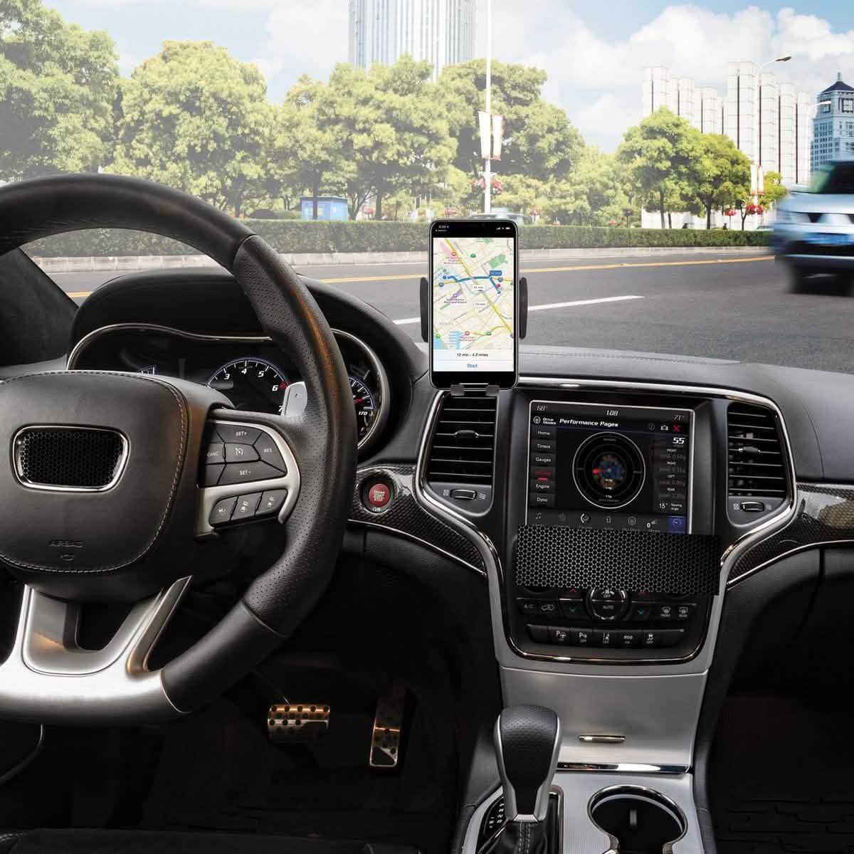 QI Certified Wireless Charging Windshield Dash Cradle Mount 10W with Auto Sensor Grips