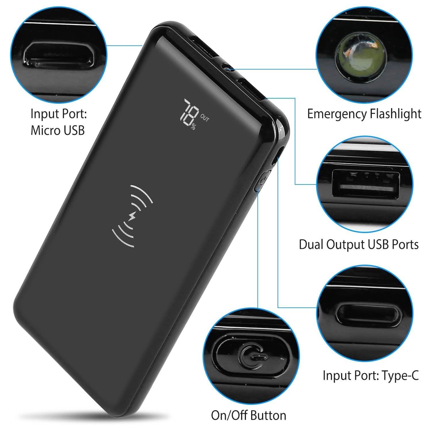 Qi Wireless Charging Station 10000mAh Power Bank