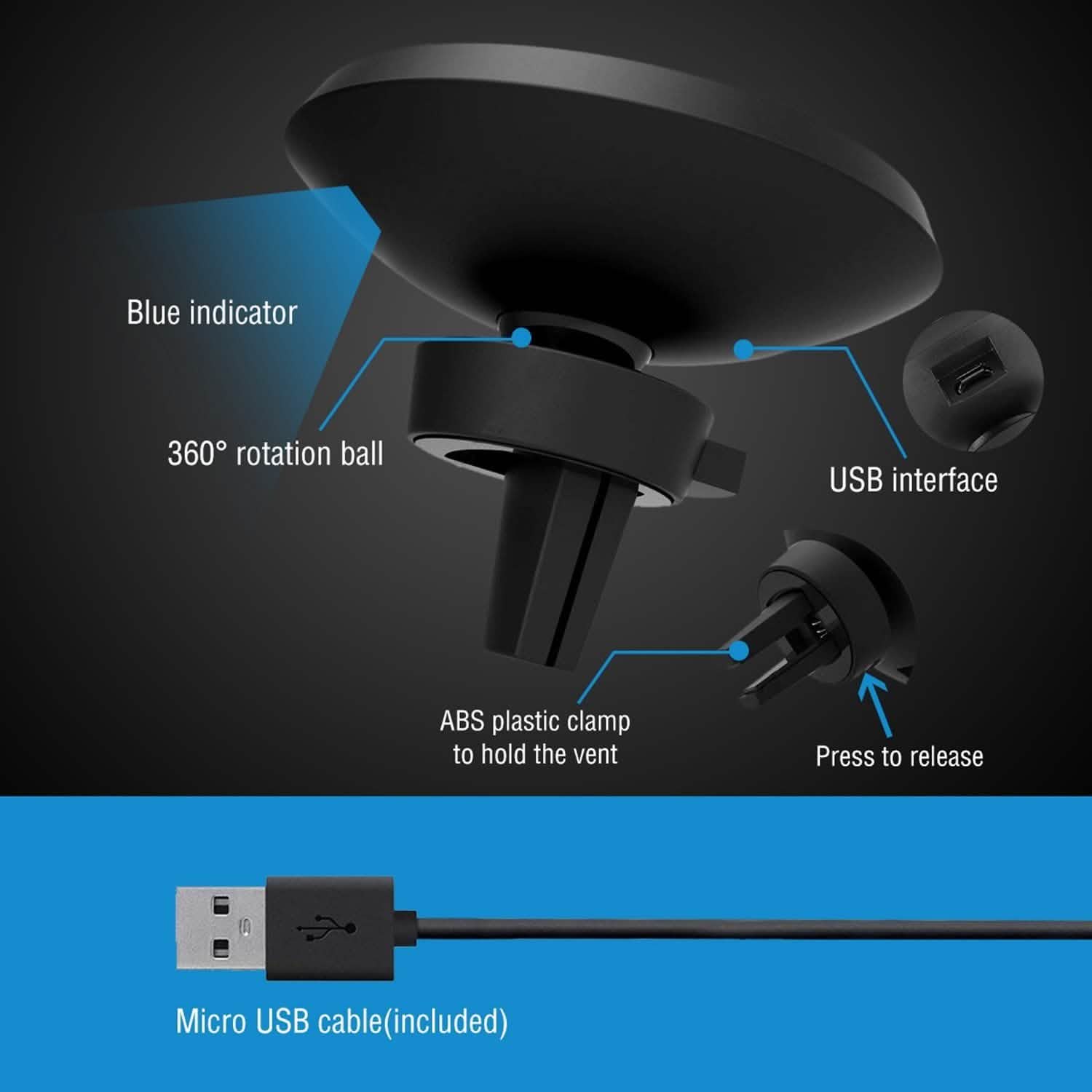 Qi Wireless Magnetic Car Charger