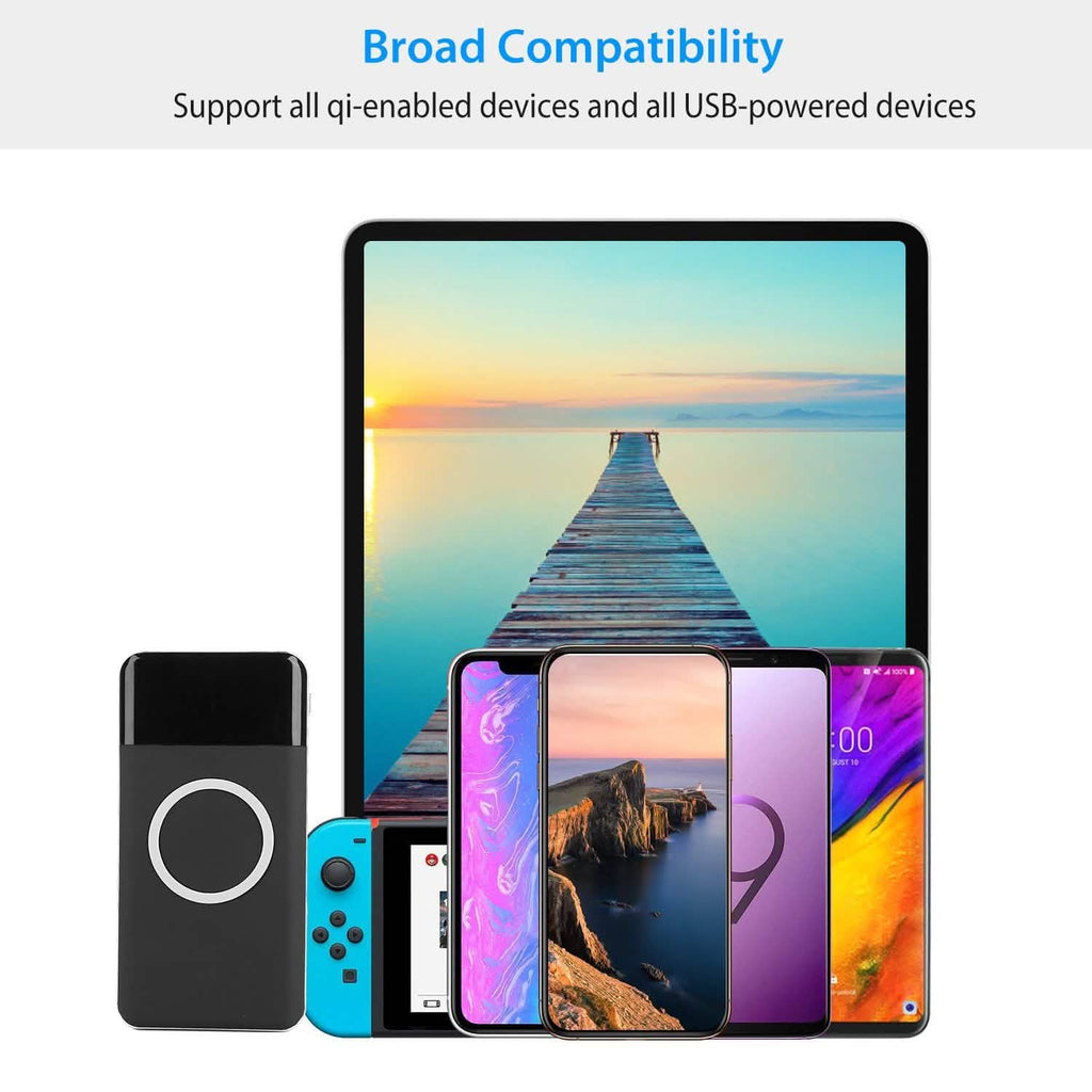 Qi Wireless Station 10000mAh Powerbank with 4 Modes Flashlight
