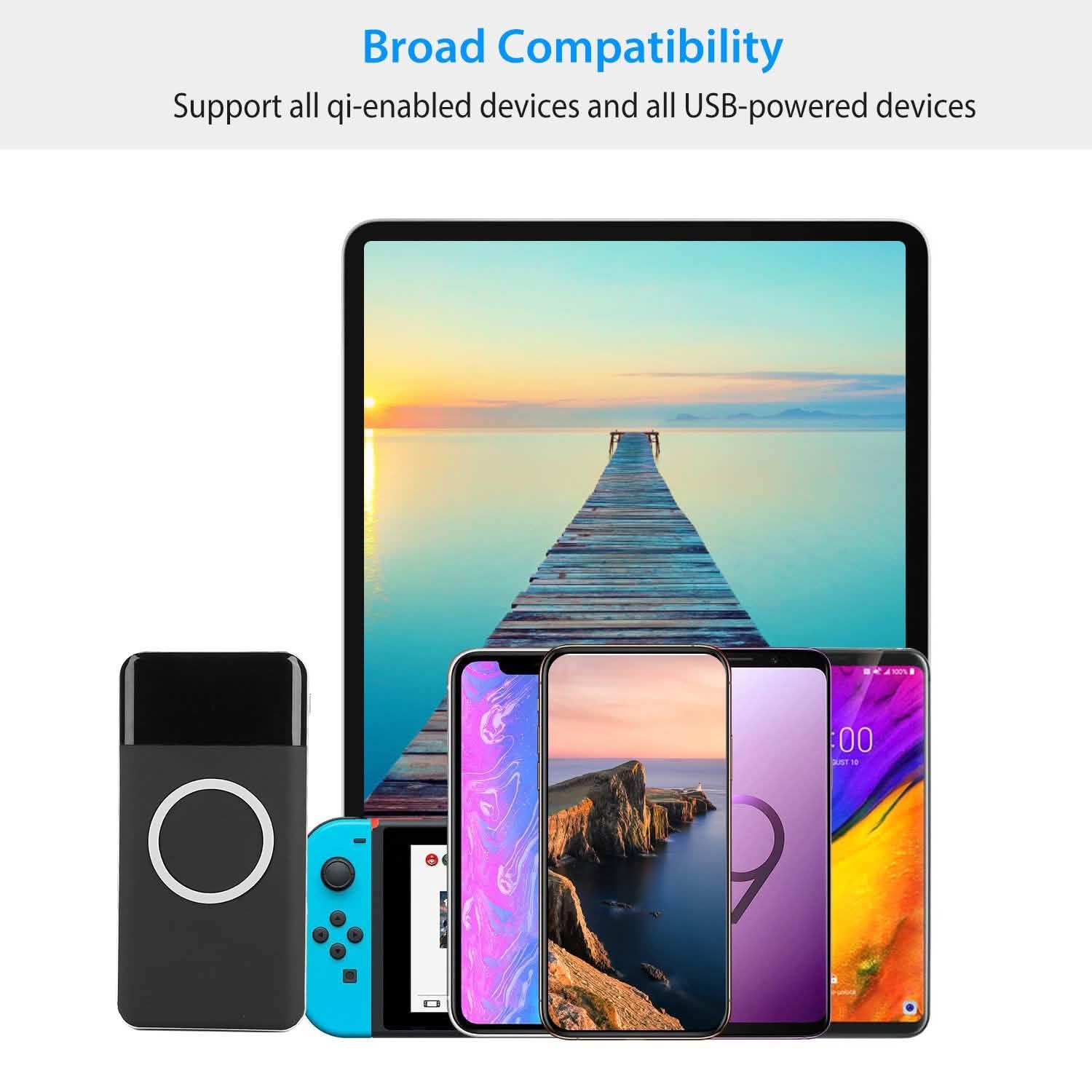 Qi Wireless Station 10000mAh Powerbank with 4 Modes Flashlight