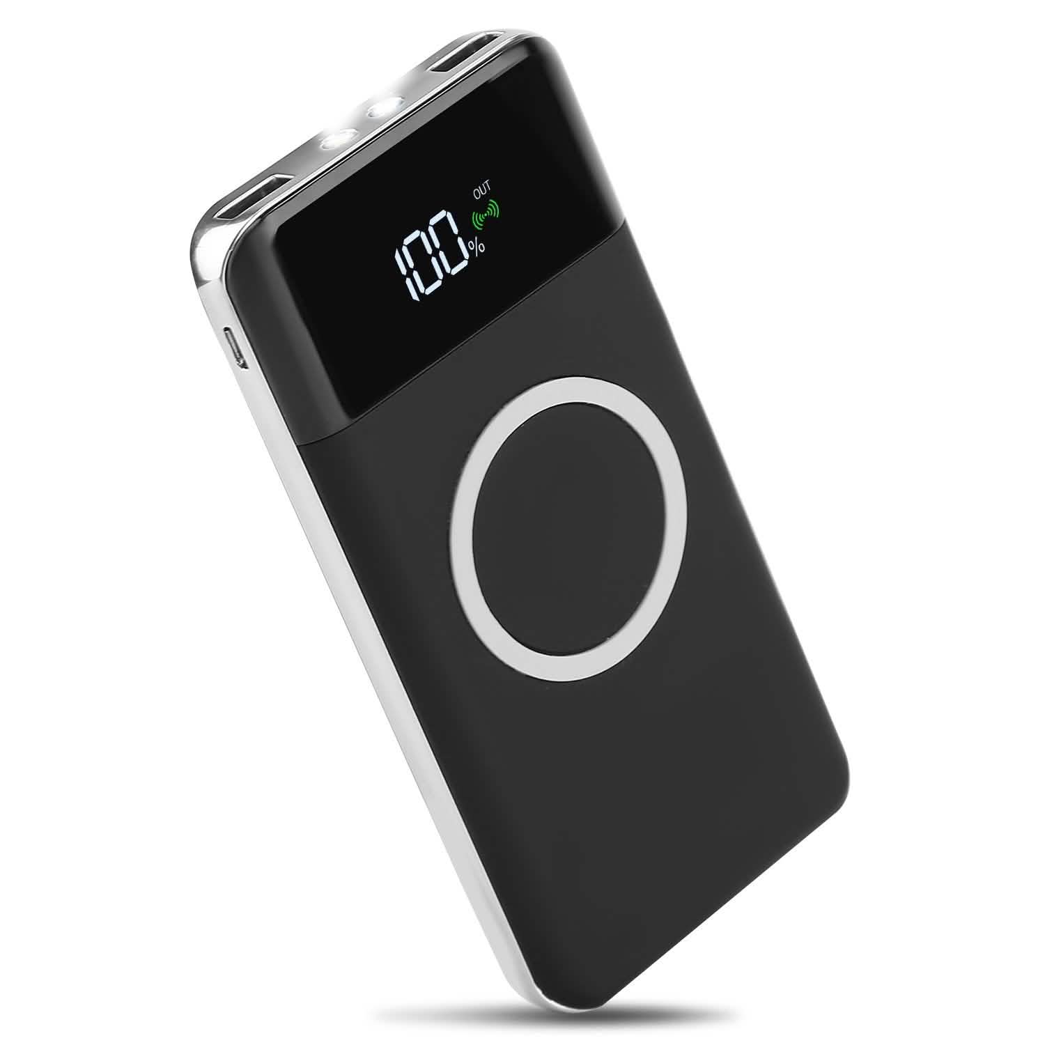 Qi Wireless Station 10000mAh Powerbank with 4 Modes Flashlight