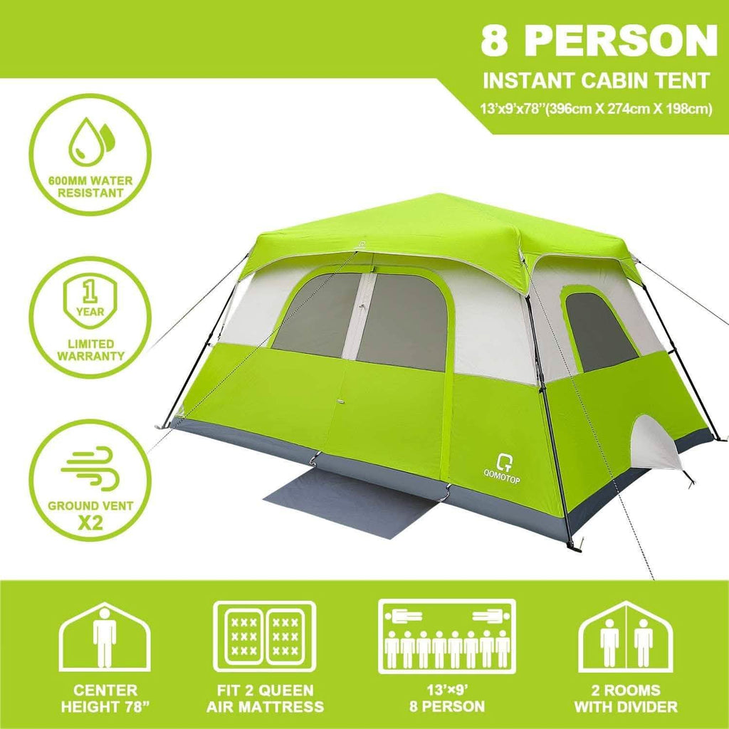8 Person Camping Tent, 60 Seconds Set up Waterproof Tent