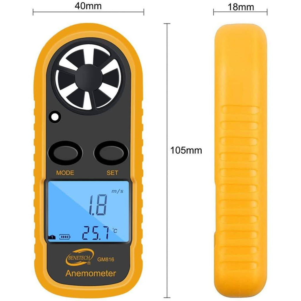 Qotone GM816 Digital Anemometer Wind-Speed Gauge Meter