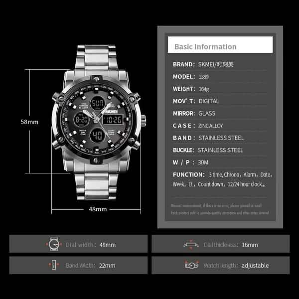 Quartz Men's Digital Clock Fashion Watch Relogio Masculino 1389