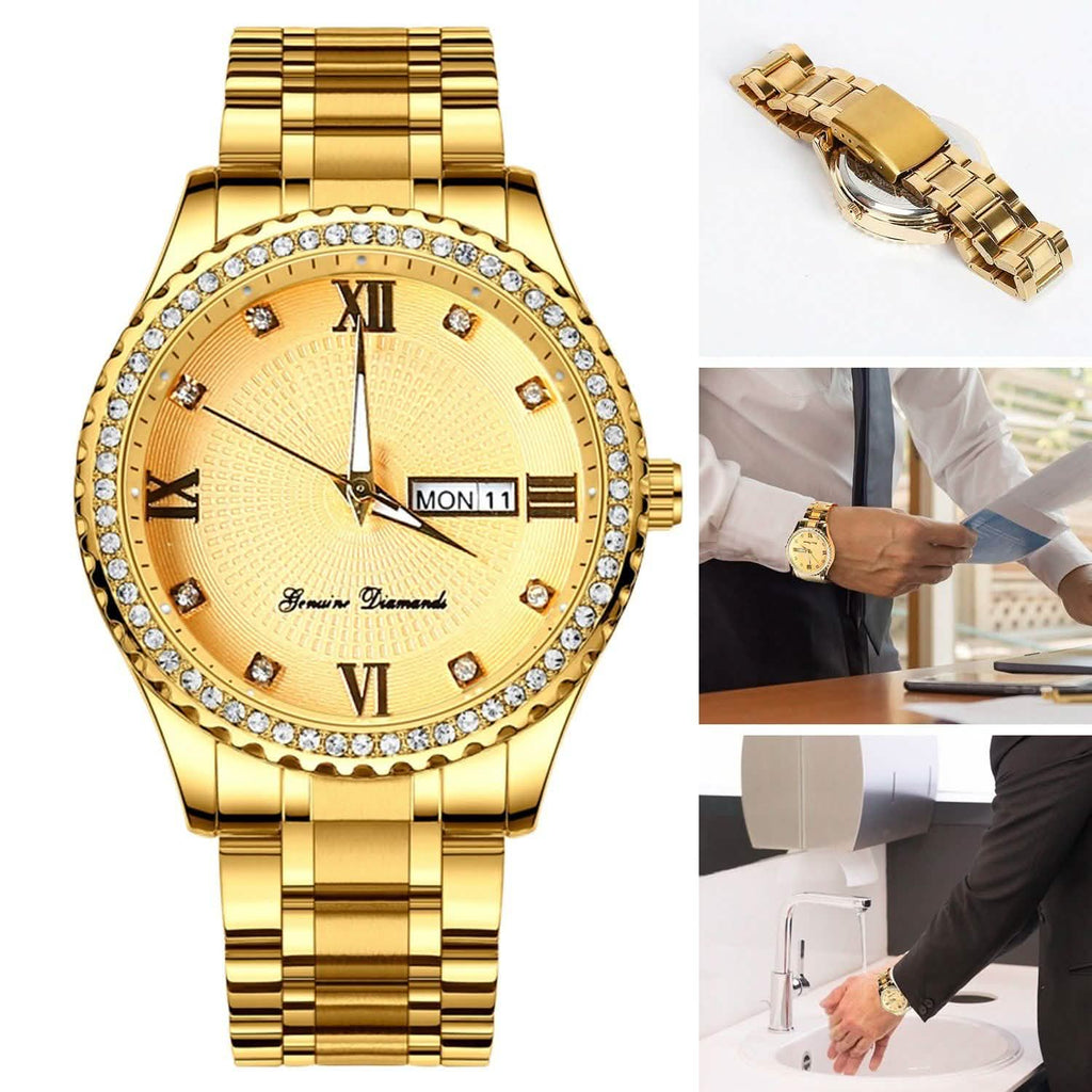Quartz Watch Luxury Crystal Rhinestone Gold Steel