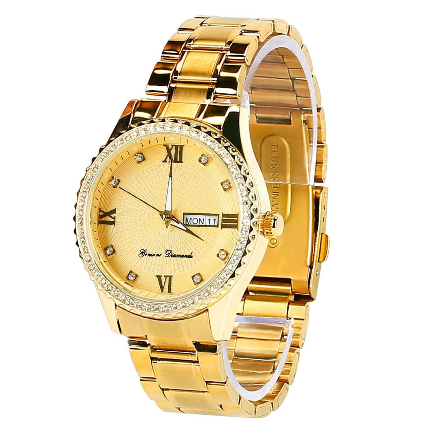 Quartz Watch Luxury Crystal Rhinestone Gold Steel